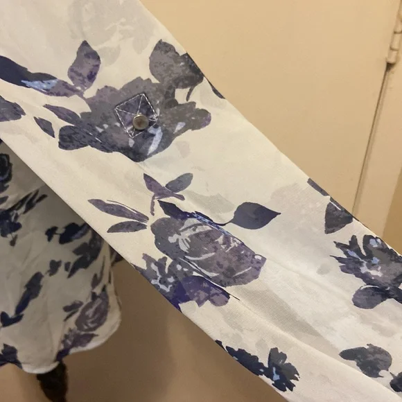 Vintage Candies Semi Sheer Blouse w/Rollup Sleeves Sheer drop waist long sleeve - Picture 7 of 8